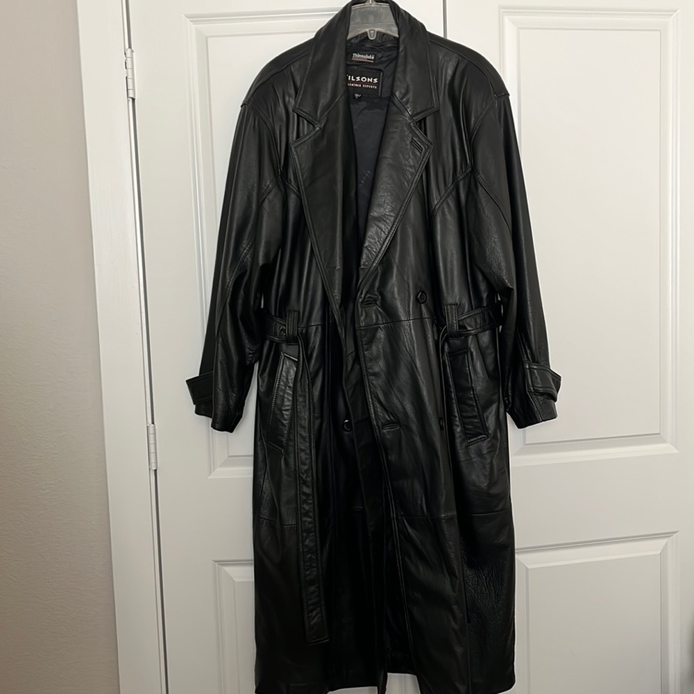 Black Leather Trench Coat by Wilson main image 1